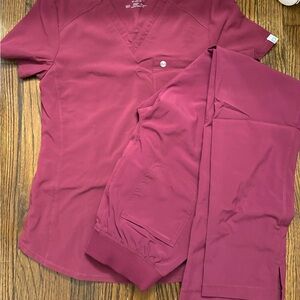 Women's Burgundy Scrub Set